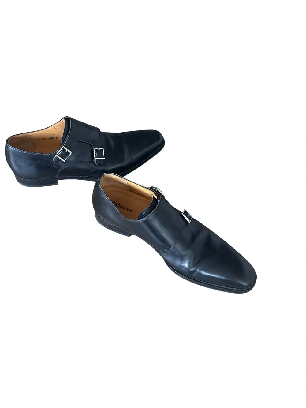 Magnanni Black Double Monk Strap Dress Shoes - Picture 7 of 12